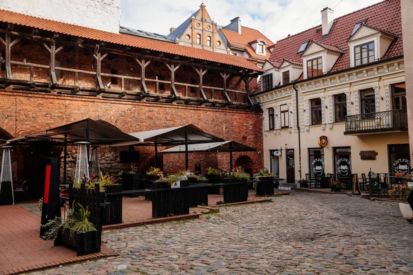 Riga Lettonia Ottobre 2021 Fortezza Storica Gotica Medievale Con Mura — Foto Stock