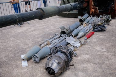 Prague, Czech Republic, 11 July 2022: Exhibition of Russian invasion weapons destroyed by Ukrainian defense on Letenske plani, war in Ukraine, self-propelled howitzer 2S19 Msta