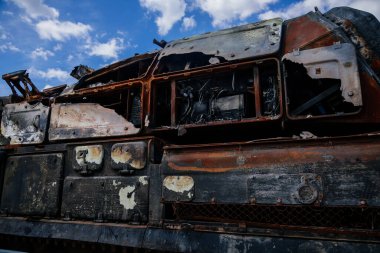 Prag, Çek Cumhuriyeti, 11 Temmuz 2022: Ukrayna savunması tarafından Letenske planında imha edilen Rus istila silahları sergisi, Ukrayna 'da savaş, orta menzilli karadan havaya füze sistemleri Buk