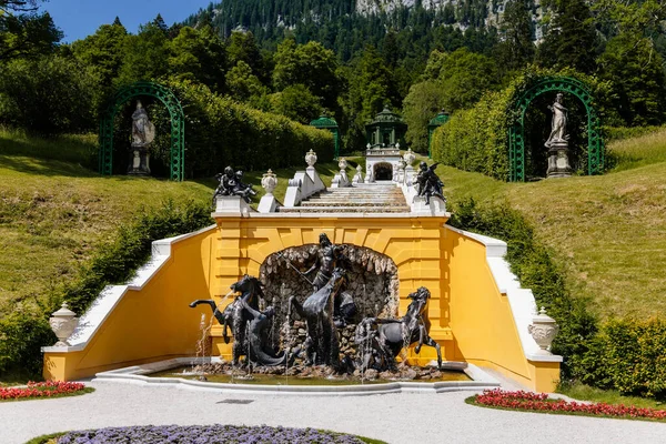 Linderhof Palace Ettal Bavaria Germany July 2022 Schloss Chateau Rococo — Foto Stock