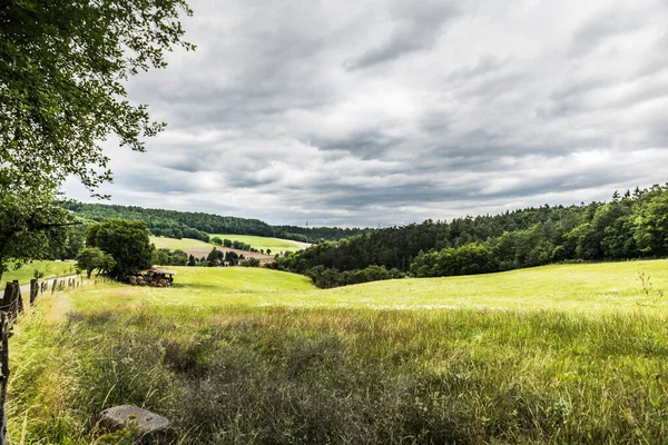 Vista Panorâmica Paisagem Rural Alemã Sobre Terras Agrícolas — Fotografia de Stock