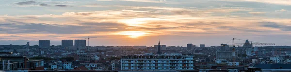 Utsikt Över Staden Bryssel Vid Solnedgången Tagen Från Poelaert Torg — Stockfoto