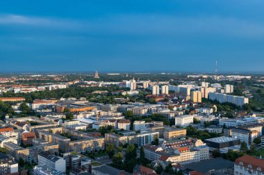 Günbatımında Leipzig, Almanya 'da Leipzig, Almanya, Temmuz 2017