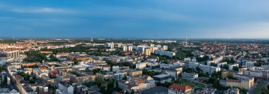 Günbatımında Leipzig, Almanya 'da Leipzig, Almanya, Temmuz 2017