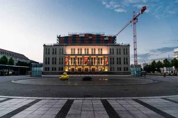 Edificio Ópera Por Noche Leipzig Alemania Julio 2017 — Foto de Stock
