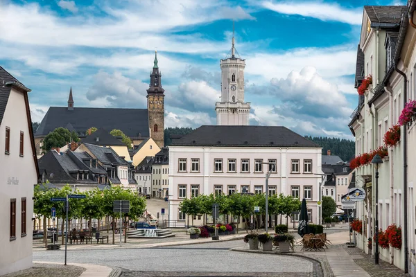 Schneeberg Gamla Stortorget Schneeberg Tyskland Augusti 2017 — Stockfoto