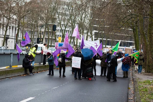 Saint Josse Brussels Capital Region Belgium 2021 Protesters Woman Rights — Stock Photo, Image