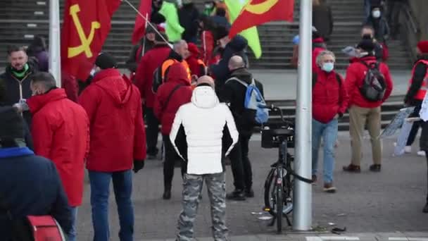 Bruxelas Capital Região Bélgica 2021 Greve Nacional Pelo Bem Estar — Vídeo de Stock