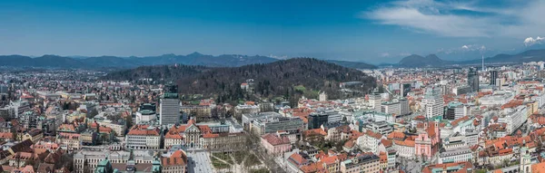stock image Ljubljana, Slovenia -04 07 2018: panoramic view over Ljubljana from the castle