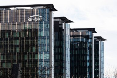 Schaerbeek, Brüksel Başkent Bölgesi - Belçika - 01 01 01 2022: Engie elektrik ve enerji şirketinin merkezi