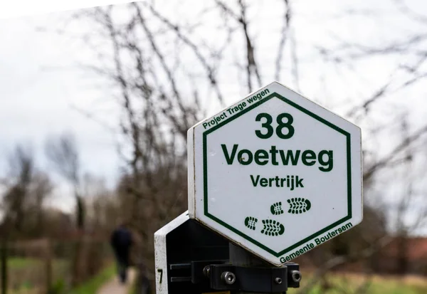 Vertrijk Regiunea Brabantului Flamand Belgia 2022 Semnul Unei Trasee Regionale — Fotografie, imagine de stoc