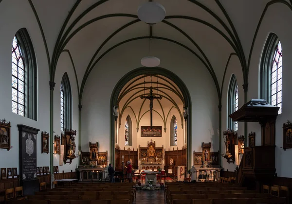 Lovenjoel Flemish Brabant Region Belgium 2022 Интерьер Готической Церкви Святого — стоковое фото