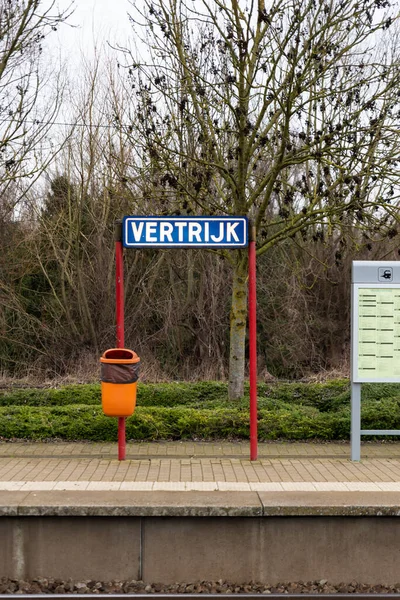 Vertrijk Boutersem Flämisch Brabant Belgien 2022 Schild Des Örtlichen Bahnhofs — Stockfoto