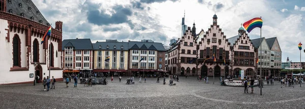 Frankfurt Nad Menem Hesja Niemcy 2018 Turyści Spacerujący Starym Rynku — Zdjęcie stockowe