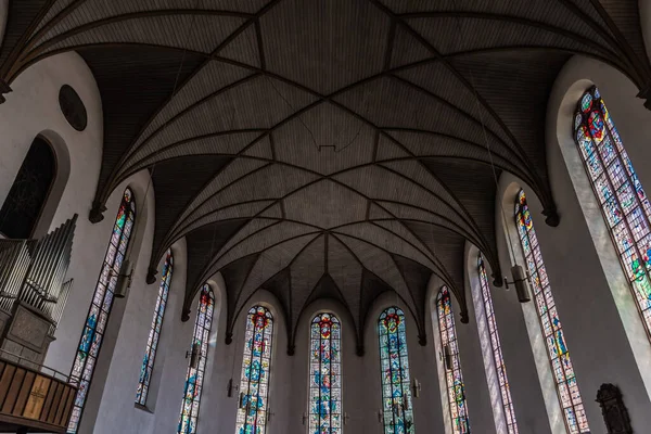 stock image Frankfurt am Main, Hesse / Germany - 07 23 2018: The gothic  interior of the Saint Catherine's Church