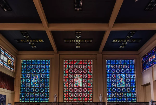 Schaerbeek Bruxelles Belgio 2018 Chiesa Santa Susanna Con Decorazioni Vetro — Foto Stock