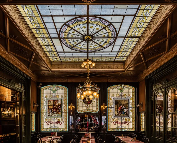 Bruselas Bélgica 2018 Art Nouveau Interior Falstaff Restaurante Tradicional Brasserie —  Fotos de Stock