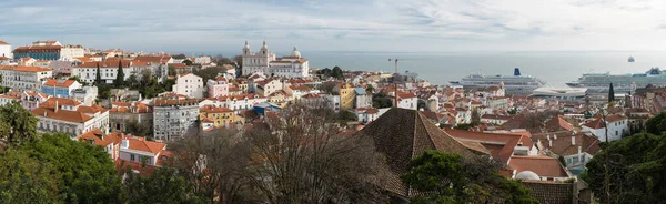 Lizbona Portugalia 2018 Bardzo Duży Widok Panoramiczny Panoramę Miasta Ocean — Zdjęcie stockowe