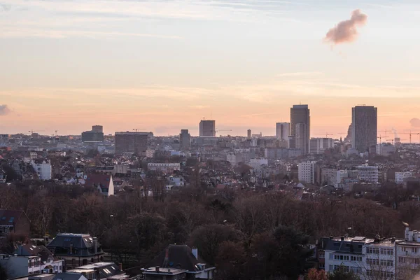 Schaerbeek Bryssel Belgien 2018 Panoramautsikt Över Bryssels Skyline Skymningen Tagen — Stockfoto
