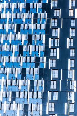 Brüksel / Belçika Şehri - 02: 15 2019 Mavi dikdörtgen soyut desenler, ikamet eden çağdaş bir apartmandan alındı
