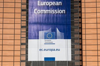 Brüksel - Belçika - 02: 15 2019: Berlaymont binasının dış görünüşü, Avrupa Komisyonu karargahı