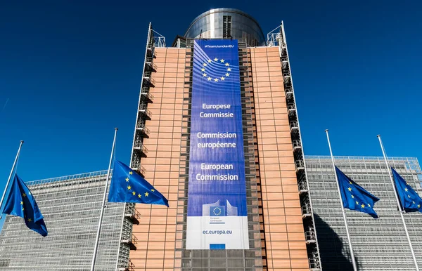 City Brussels Belgium 2019 Wide Angle View Facade Berlaymont Building — Stock Photo, Image