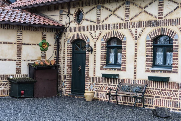 Zoutleeuw Flanders Belgium Facade House Traditionale Maрокканський Стиль Піску Коричневих — стокове фото