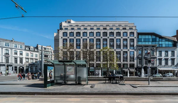 Ixelles Bruselas Bélgica 2019 Plaza Stephanie Parada Tranvía Alrededor Del —  Fotos de Stock