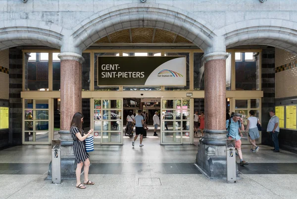 Gante Flandes Bélgica 2019 Entrada Estación Principal Gent Sint Pieters — Foto de Stock