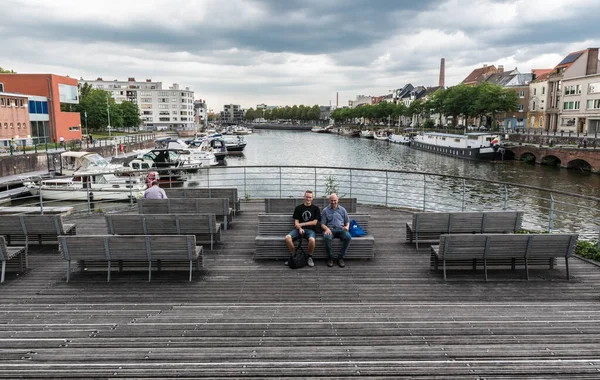 Ghent Flandres Bélgica 2019 Vista Panorâmica Sobre Rodetorenkaai Dampoort — Fotografia de Stock