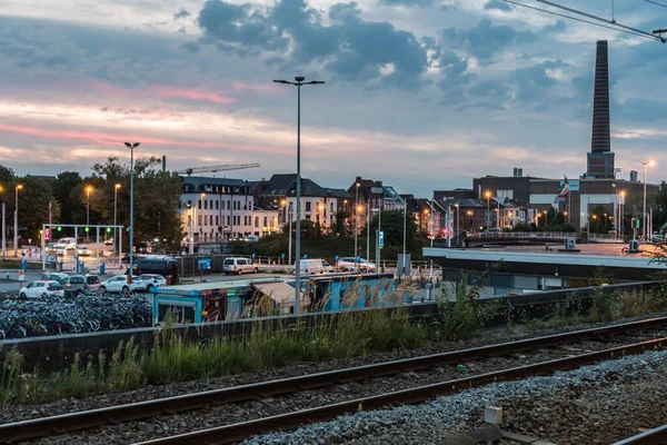 Gent Dampoort Flandern Belgien 2019 Abendlicher Blick Über Das Industriegelände — Stockfoto