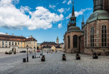 Stockholm, İsveç - 07: 24 2019 - Riddarholmskyrkan Riddarholm Kilisesi