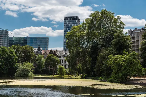 Brussels Belgium 2019 Pond Park Square Marie Louise Business Buildings — Stock Photo, Image