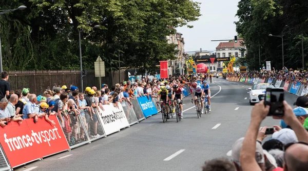 Saint Gilles Brusel Belgie 2019 Cyklisté Projíždějící Posledním Kilometru První — Stock fotografie