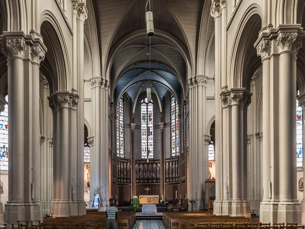 Сен Жиль Брюссель Бельгия 2019 Готический Интерьер Церкви Сен Жиль — стоковое фото