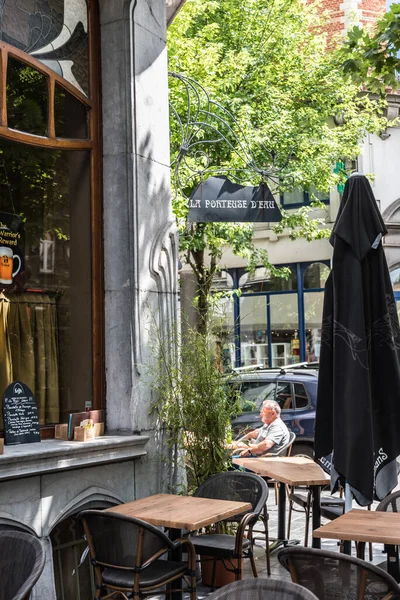 Saint Gilles Bruselas Bélgica 2019 Fachada Terraza Del Restaurante Estilo —  Fotos de Stock