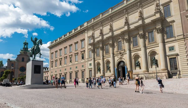 Стокгольм Швеция 2019 Фасад Площадь Королевского Дворца Стокгольме — стоковое фото