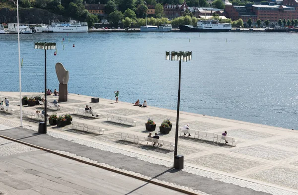 Riddarholmen Stockholm Zweden 2019 Uitzicht Kust Kust Van Oude Stad — Stockfoto