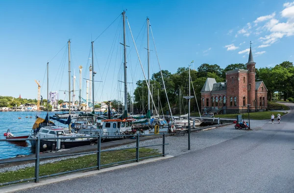 Estocolmo Suécia 2019 Vista Sobre Castelo Baía Ilha Kastelholmen — Fotografia de Stock