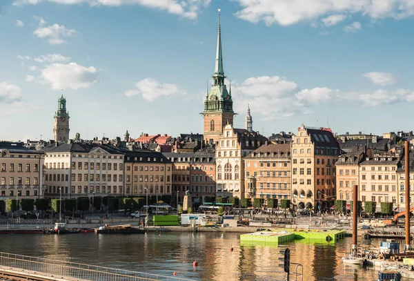 Stockholm Zweden 2019 Uitzicht Een Baai Een Kleine Haven Gamla — Stockfoto