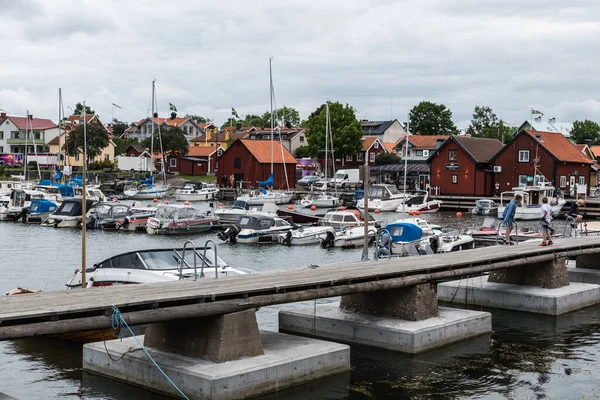 Oregrund Uppland Suécia 2019 Pequenos Navios Porto Recreio — Fotografia de Stock
