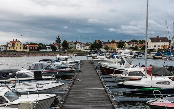 Oregrund Uppland Svezia 2019 Piccole Navi Nel Porto Ricreativo — Foto Stock