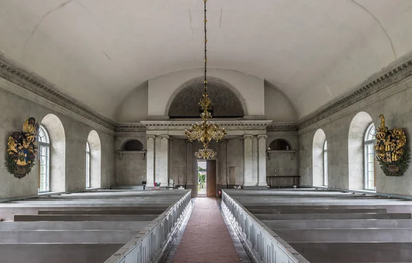 Forsmark Osthammar Schweden Symmetrische Innenausstattung Der Evangelischen Kirche Mit Holzdekorationen — Stockfoto