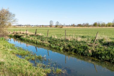 Belçika 'nın Zoutleeuw çevresindeki Flaman kırsalından geçen dere geçidi.