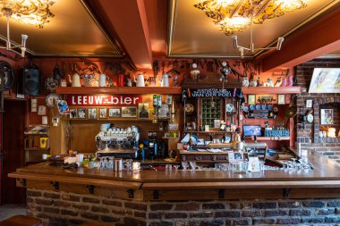 Valkenburg, Limburg, The Netherlands - 04 05 2022 - Traditional wooden interior design of the Cafe aan de Kirk