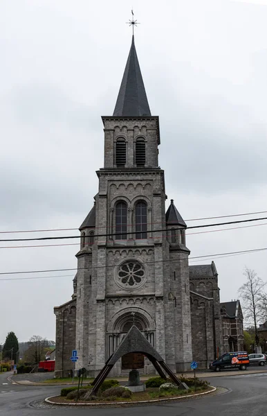 Bassenge Liege Belgie 2022 Náměstí Katolická Věž Kostela Obce — Stock fotografie