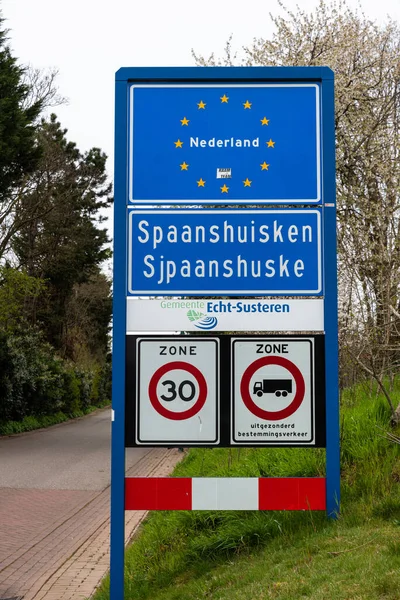 Spaanshuisken Limburg Netherlands 2022 Sign Country Boarder Netherlands Germany — Stock Photo, Image