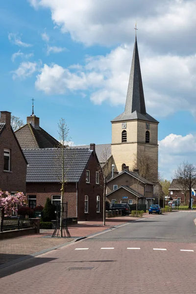 Posterholt Limburg Netherlands 2022 Old Market Square Church Tower Village — Stok fotoğraf