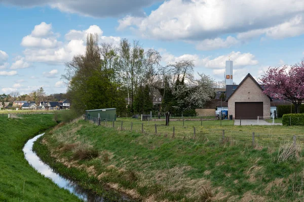 Montfort Limburg Holandia 2022 Wiejskie Domy Potok Naturalne Otoczenie — Zdjęcie stockowe
