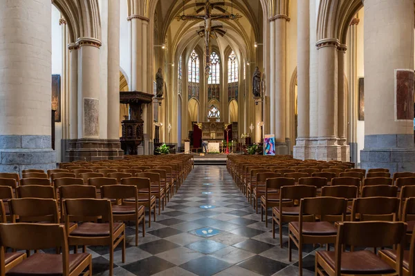 Hasselt Limburg Belgium 2022 Gothic Interior Design Saint Quentin Cathedral — Stockfoto